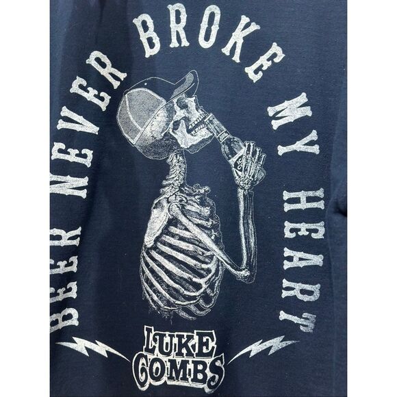Luke Combs "Beer Never Broke My Heart" Dark Blue Concert Hoodie Sweatshirt Large - Picture 12 of 12